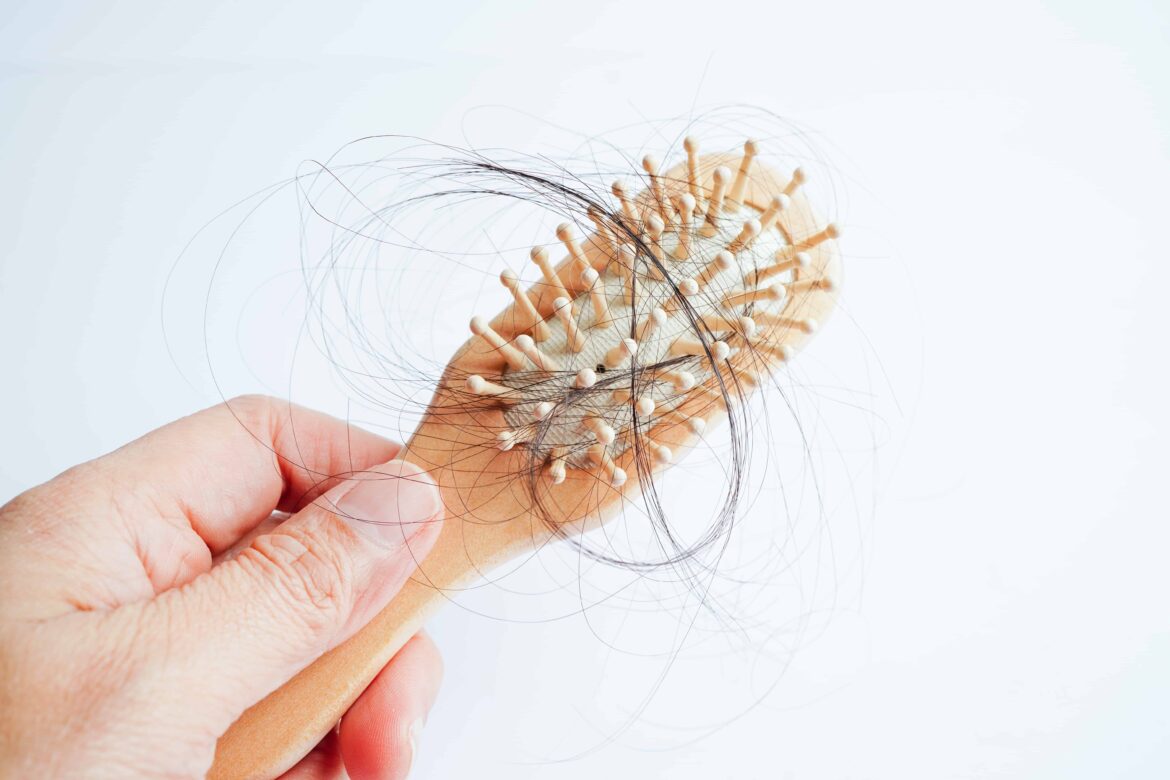 hair brush with fallen hair